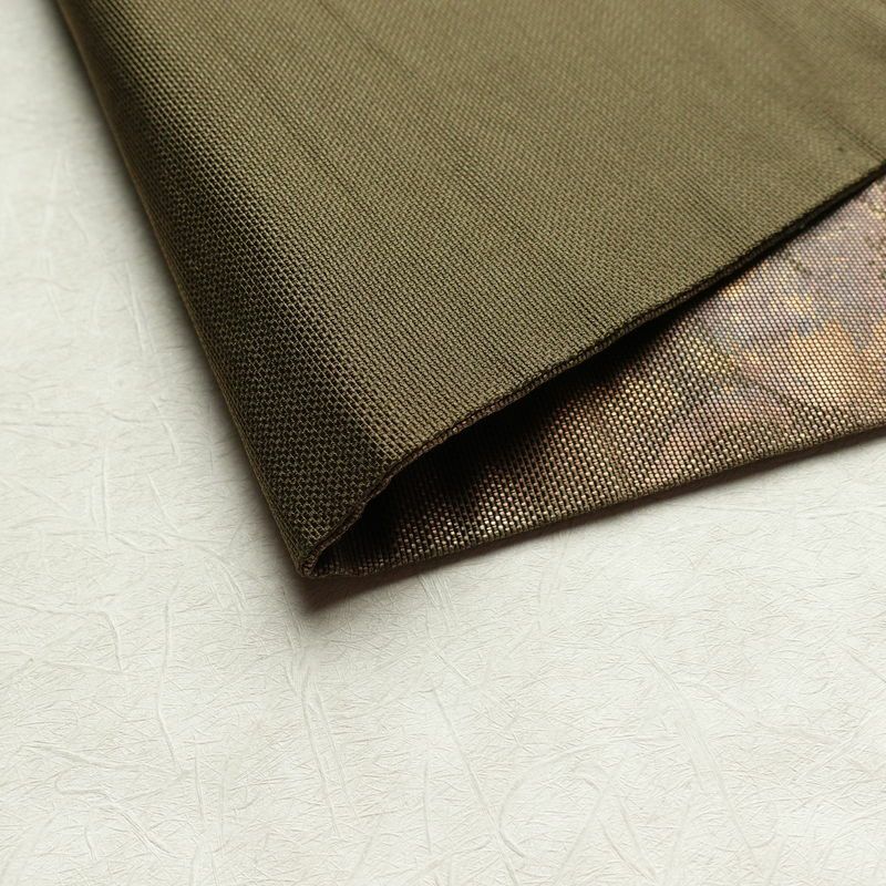 名古屋帯 六通柄 正絹 名古屋仕立て 箔 カーキ 帯 緑・うぐいす色 古典柄_画像10