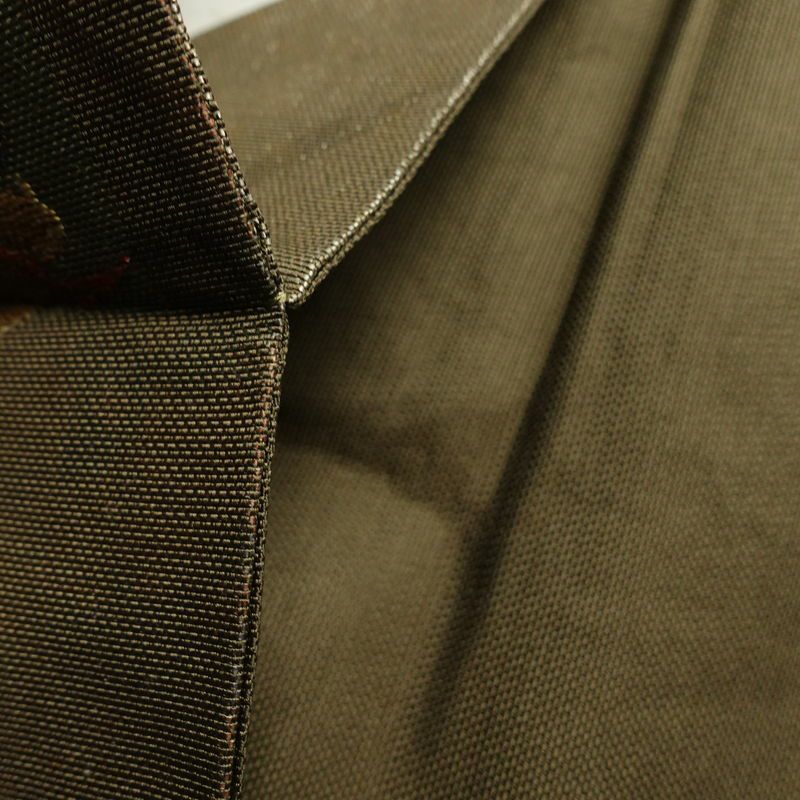 名古屋帯 六通柄 正絹 名古屋仕立て 箔 カーキ 帯 緑・うぐいす色 古典柄_画像19