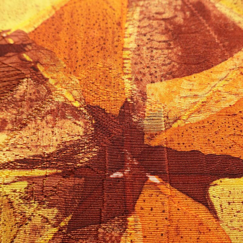 名古屋帯 全通柄 良品 正絹 幾何学柄・抽象柄 名古屋仕立て 帯 橙_画像5