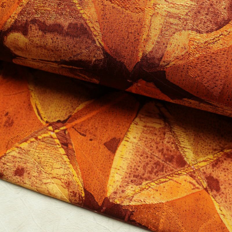 名古屋帯 全通柄 良品 正絹 幾何学柄・抽象柄 名古屋仕立て 帯 橙_画像7