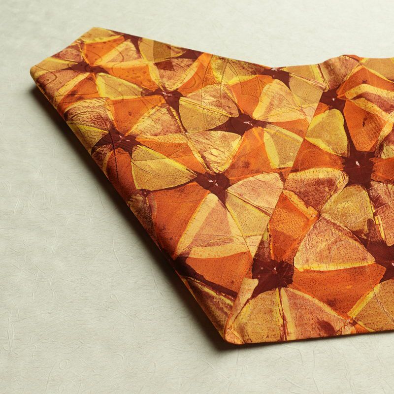 名古屋帯 全通柄 良品 正絹 幾何学柄・抽象柄 名古屋仕立て 帯 橙_画像9