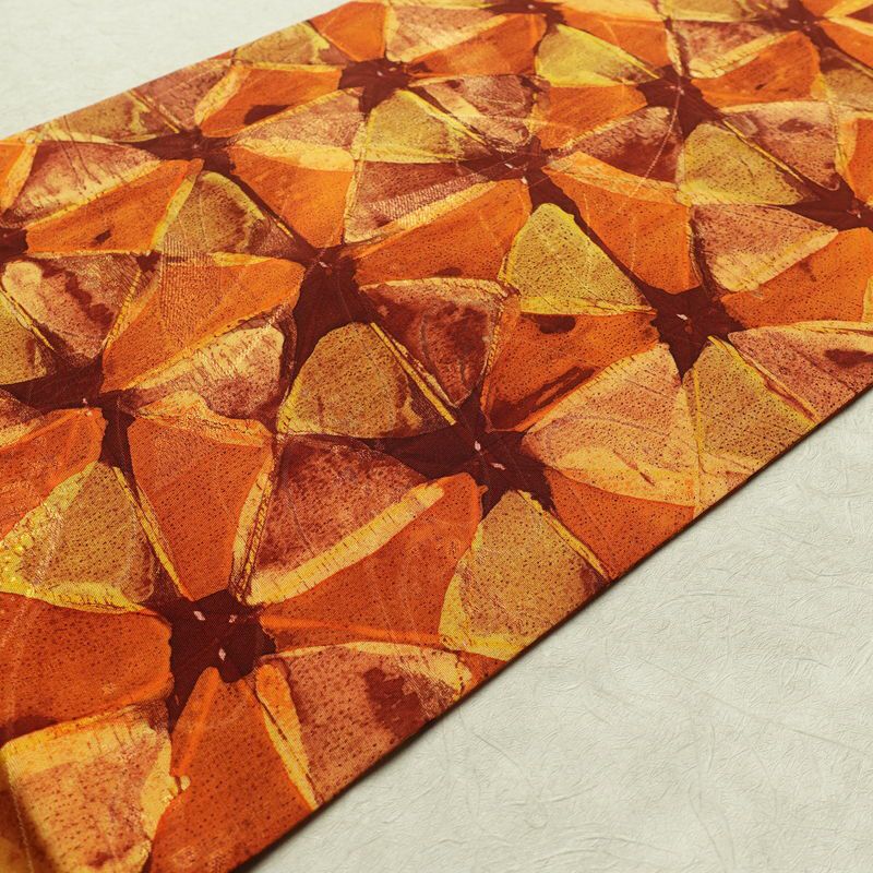 名古屋帯 全通柄 良品 正絹 幾何学柄・抽象柄 名古屋仕立て 帯 橙_画像11
