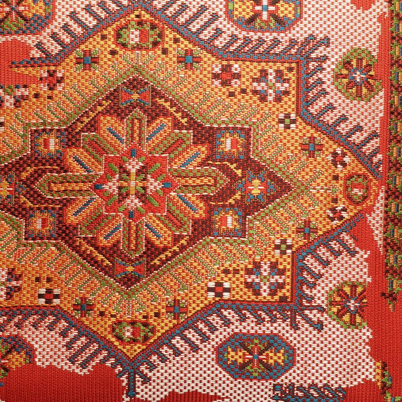 名古屋帯 六通柄 美品 正絹 幾何学柄・抽象柄 名古屋仕立て 帯 赤・朱_画像2