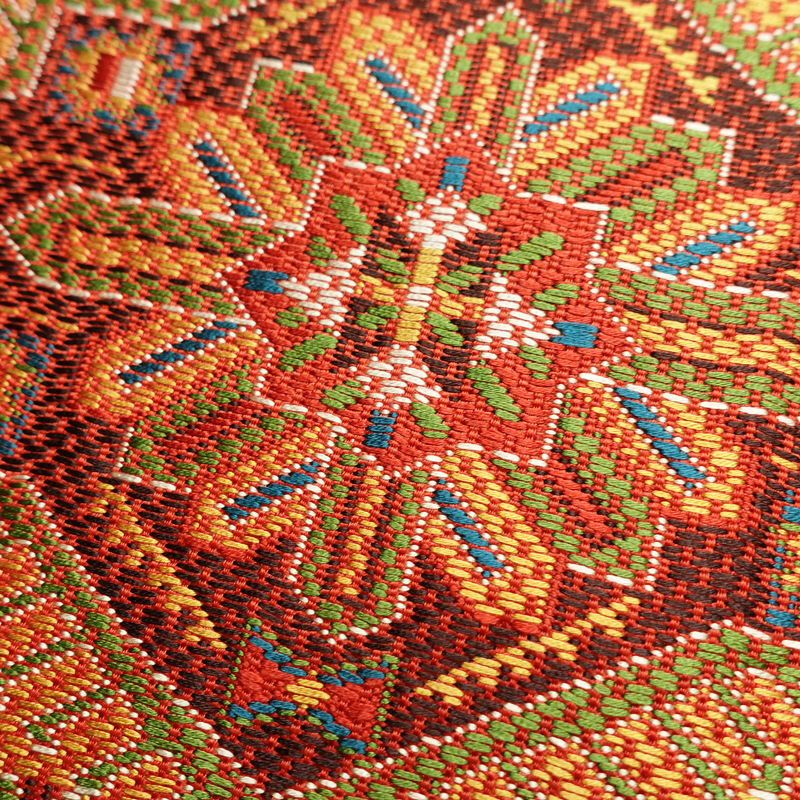 名古屋帯 六通柄 美品 正絹 幾何学柄・抽象柄 名古屋仕立て 帯 赤・朱_画像3