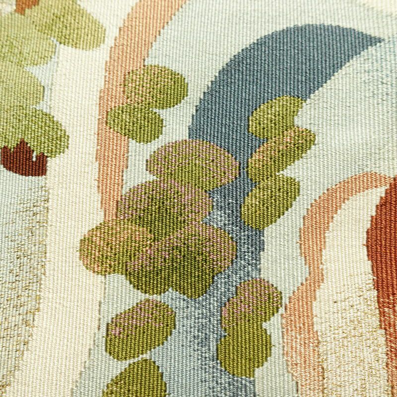 名古屋帯 つづれ織 太鼓柄 正絹 風景柄 通し仕立て 金糸 帯 ベージュ_画像4