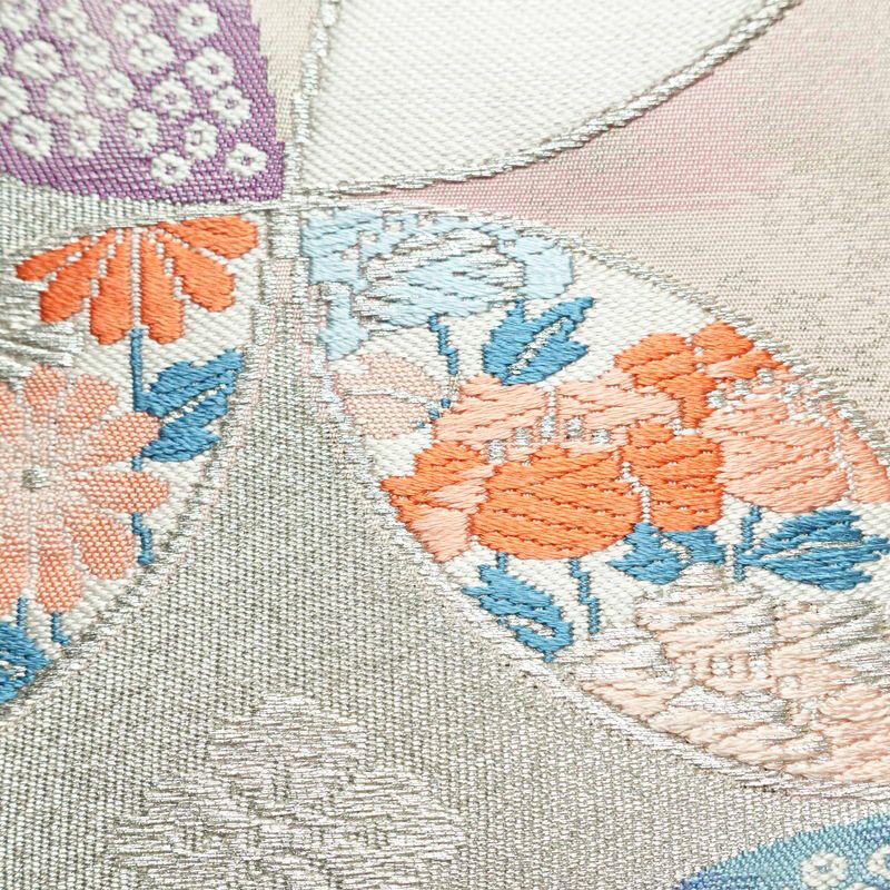 名古屋帯 太鼓柄 正絹 古典柄 名古屋仕立て 箔 帯 ピンク_画像4