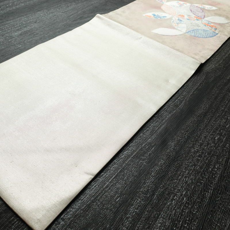 名古屋帯 太鼓柄 正絹 古典柄 名古屋仕立て 箔 帯 ピンク_画像8