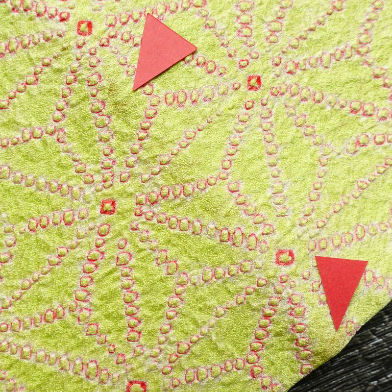 名古屋帯 全通柄 絞り 正絹 麻の葉柄 名古屋仕立て 帯 緑・うぐいす色_画像16