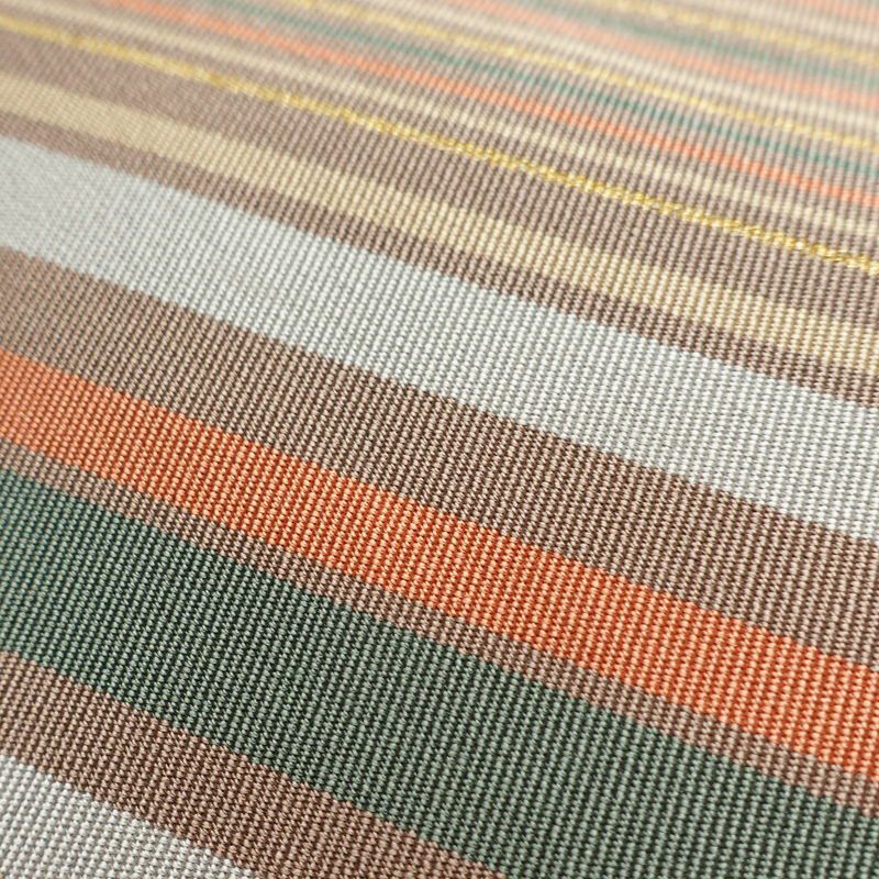 名古屋帯 六通柄 正絹 縞柄・線柄 松葉仕立て 帯 小豆・エンジ_画像6