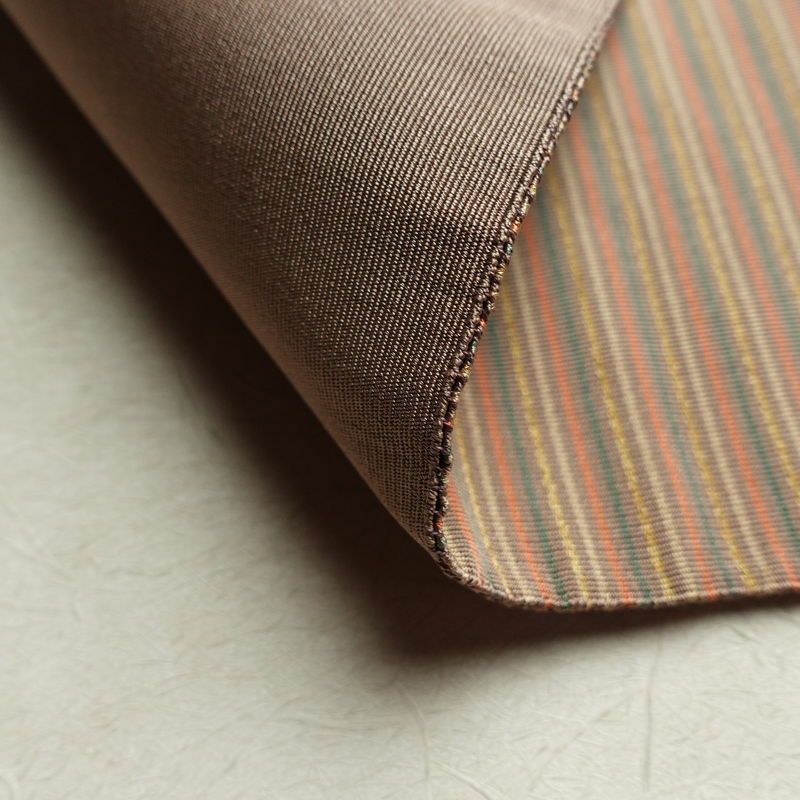 名古屋帯 六通柄 正絹 縞柄・線柄 松葉仕立て 帯 小豆・エンジ_画像10