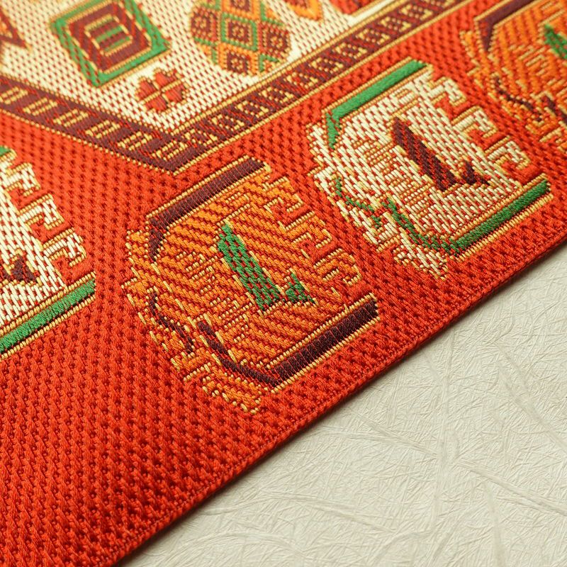 名古屋帯 六通柄 良品 正絹 幾何学柄・抽象柄 名古屋仕立て 帯 橙_画像12