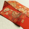 名古屋帯 六通柄 良品 正絹 幾何学柄・抽象柄 名古屋仕立て 帯 橙_画像21