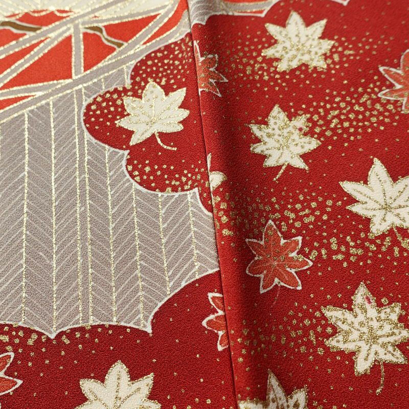 訪問着 金駒刺繍 正絹 古典柄 袷仕立て 身丈151cm 裄丈63.5cm 箔 刺繍 金彩 フォーマル 着物 赤・朱_画像11