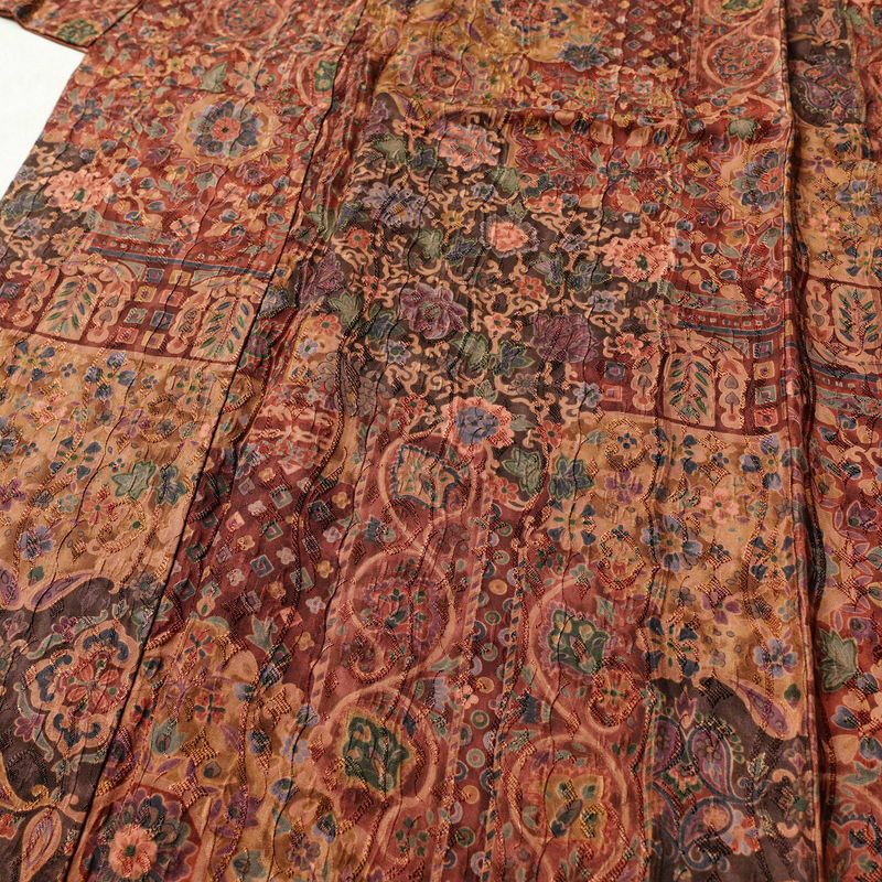 小紋 良品 正絹 花柄 袷仕立て 身丈154cm 裄丈64.5cm 一部しつけ糸付き 着物 多色使い_画像5