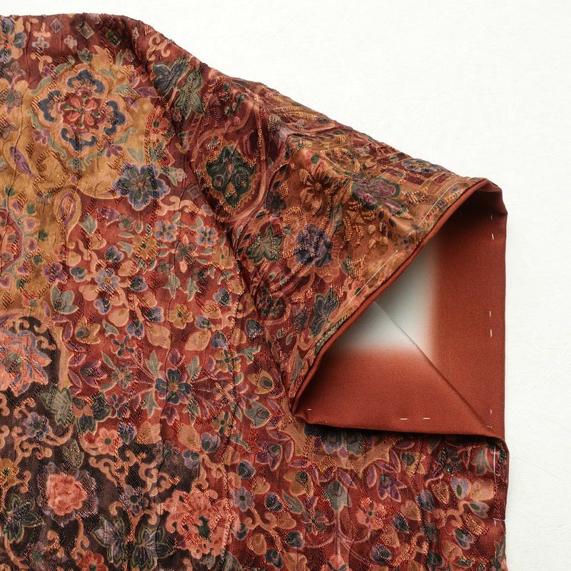 小紋 良品 正絹 花柄 袷仕立て 身丈154cm 裄丈64.5cm 一部しつけ糸付き 着物 多色使い_画像13