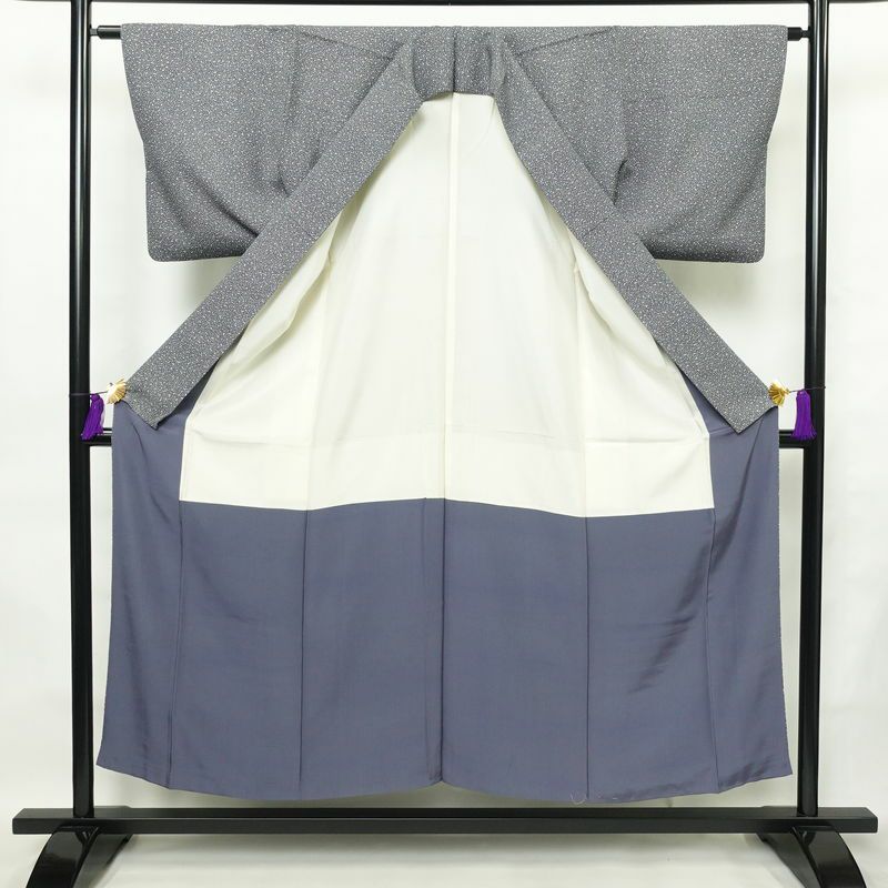 小紋 正絹 その他の柄 袷仕立て 身丈151.5cm 裄丈63cm 着物 青・紺_画像3