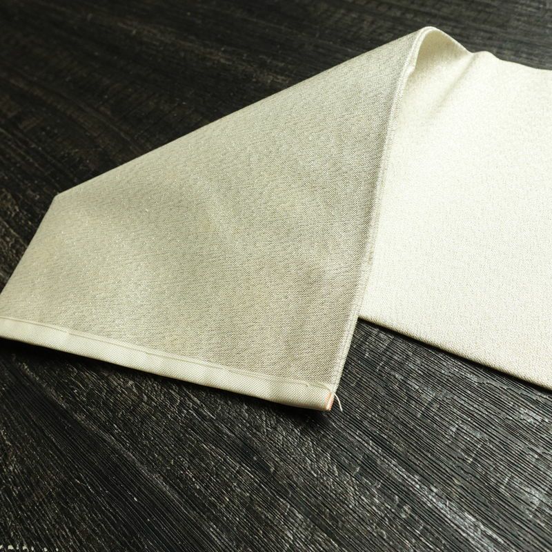 名古屋帯 太鼓柄 良品 正絹 幾何学柄・抽象柄 名古屋仕立て 箔 金糸 なごや帯 帯 白_画像16