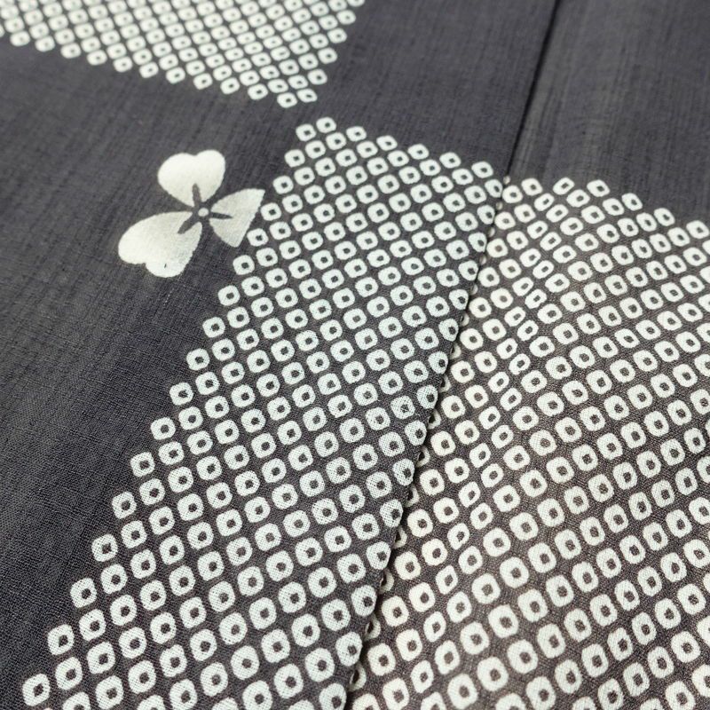 盛夏 小紋 ポリエステル チェック・格子柄 単衣仕立て 身丈151cm 裄丈65.5cm 桜 市松 鹿の子 着物 グレー_画像8