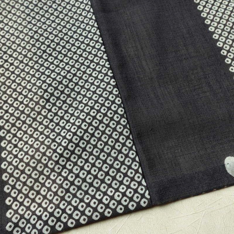 盛夏 小紋 ポリエステル チェック・格子柄 単衣仕立て 身丈151cm 裄丈65.5cm 桜 市松 鹿の子 着物 グレー_画像10