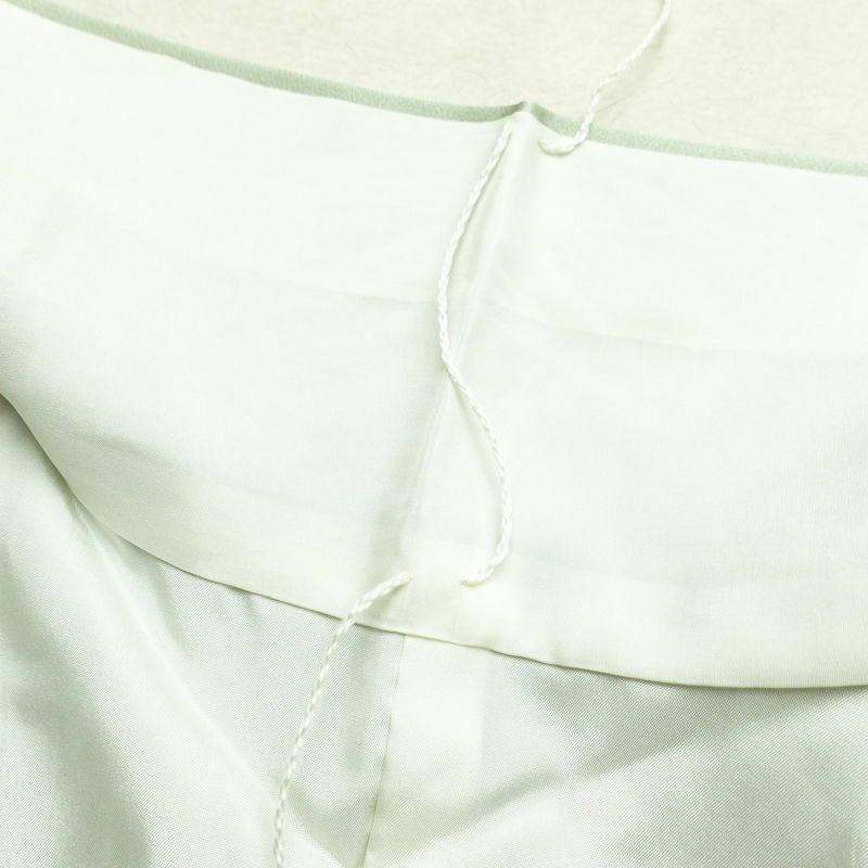 訪問着 良品 絞り 金駒刺繍 一つ紋付き 正絹 木の葉・植物柄 袷仕立て 身丈158cm 裄丈67.5cm 箔 刺繍 金彩 フォーマル 着物 入学式 卒業式 結婚式 緑・うぐいす色_画像21