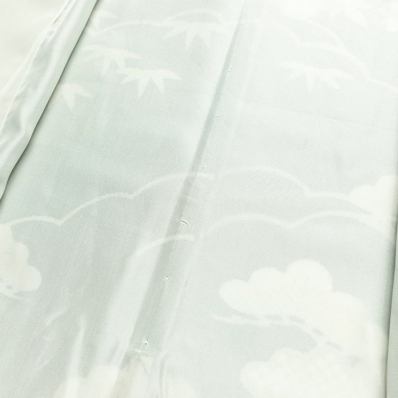 振袖 良品 正絹 古典柄 袷仕立て 身丈163cm 裄丈67.5cm 箔 金彩 フォーマル 着物 成人式 二十歳 御所車 松竹梅 菖蒲 緑・うぐいす色_画像19