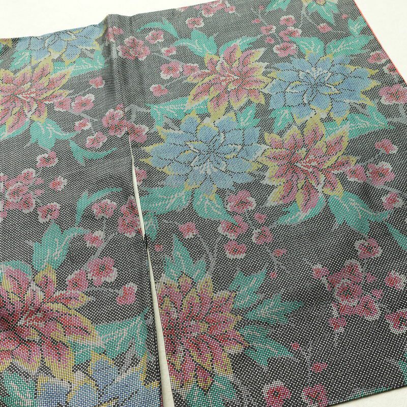 大島紬 証紙なし 正絹 花柄 袷仕立て 身丈162cm 裄丈66.5cm 着物 グレー_画像12