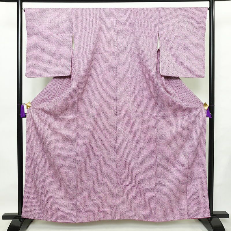 小紋 絞り 総絞り 正絹 古典柄 袷仕立て 身丈160.5cm 裄丈67cm 着物 紫・藤色_画像1
