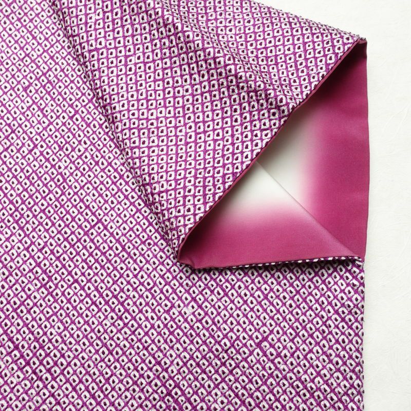 小紋 絞り 総絞り 正絹 古典柄 袷仕立て 身丈160.5cm 裄丈67cm 着物 紫・藤色_画像13