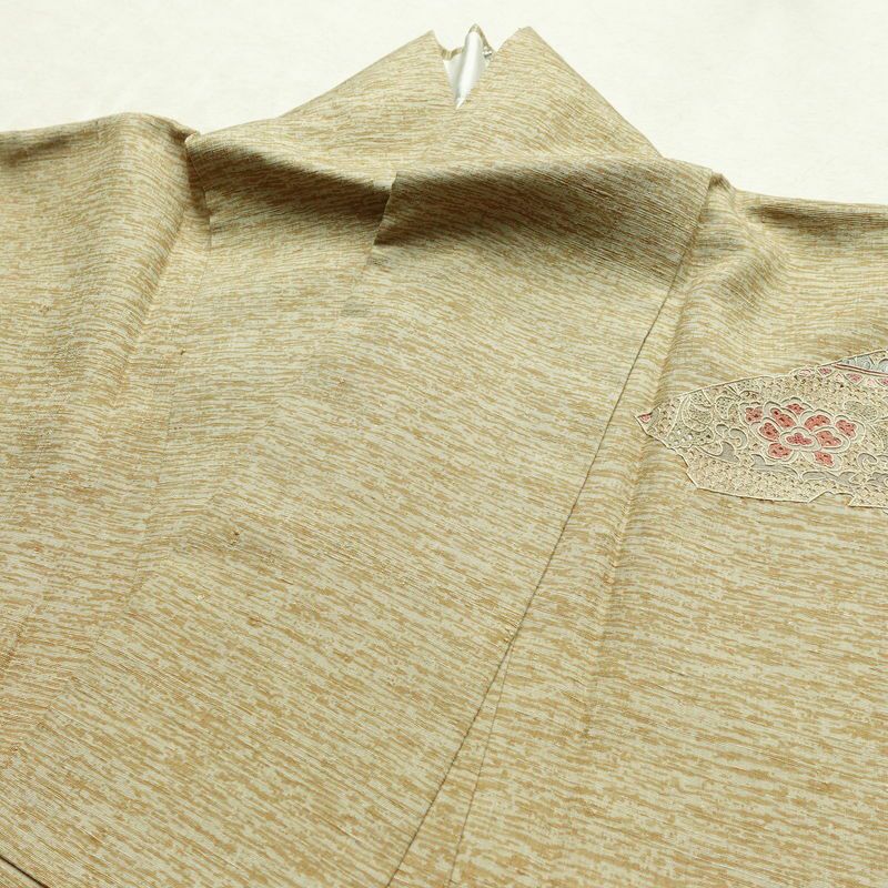 付け下げ スワトウ刺繍 相良刺繍 正絹 幾何学柄・抽象柄 袷仕立て 身丈159.5cm 裄丈65cm 刺繍 フォーマル 着物 紬地 黄・黄土色_画像17