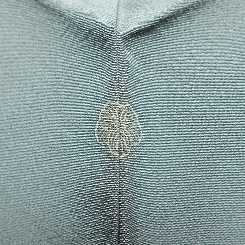 訪問着 落款入り 縮緬 一つ紋付き 正絹 木の葉・植物柄 袷仕立て 身丈157cm 裄丈66cm 共八掛 フォーマル 友禅 着物 入学式 卒業式 作家物 青・紺_画像14