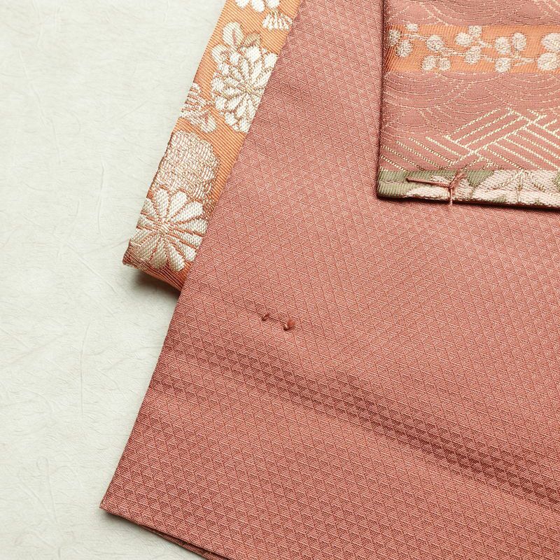 作り帯 名古屋帯 なごや帯 六通柄 美品 正絹 古典柄 金糸 帯 くすみピンク ピンク_画像10