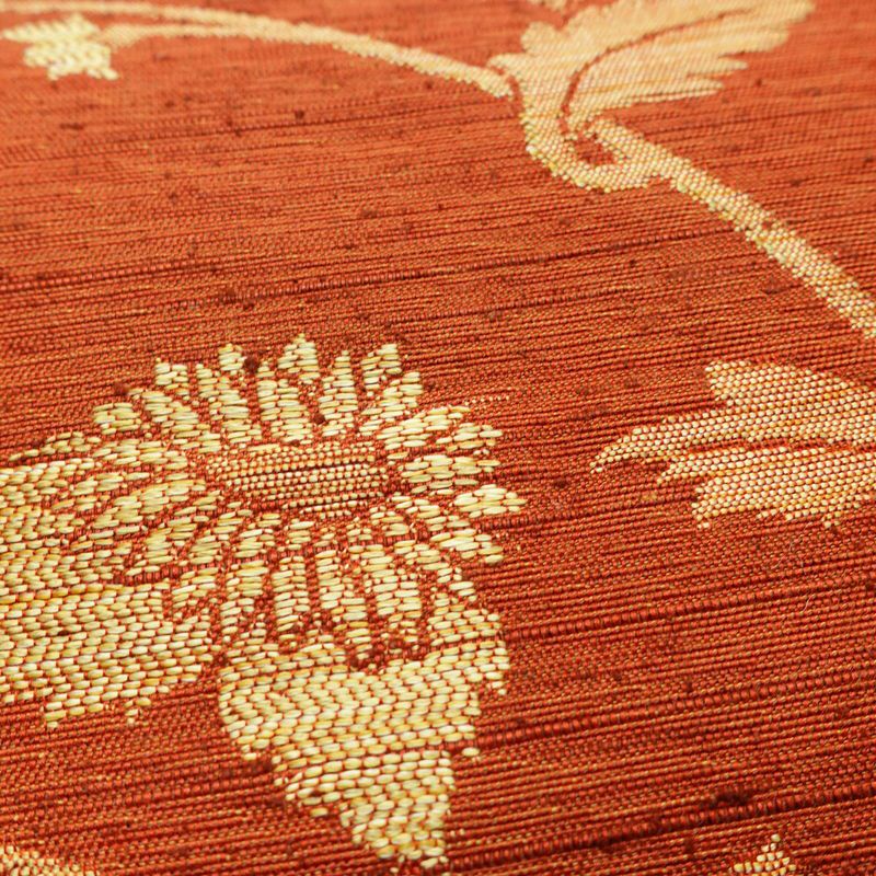 名古屋帯 なごや帯 六通柄 美品 正絹 花柄 通し仕立て 帯 未使用品 モダン カジュアル 紬地 橙_画像4