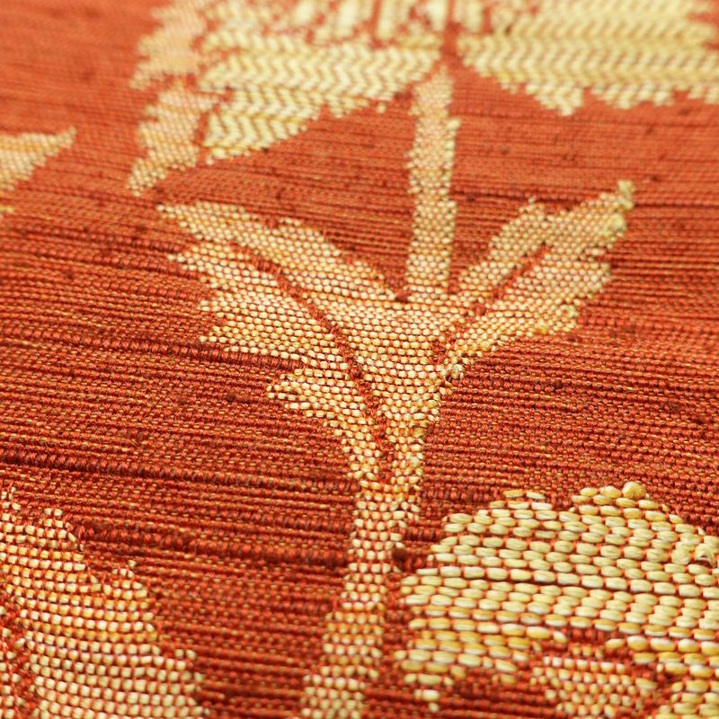 名古屋帯 なごや帯 六通柄 美品 正絹 花柄 通し仕立て 帯 未使用品 モダン カジュアル 紬地 橙_画像5