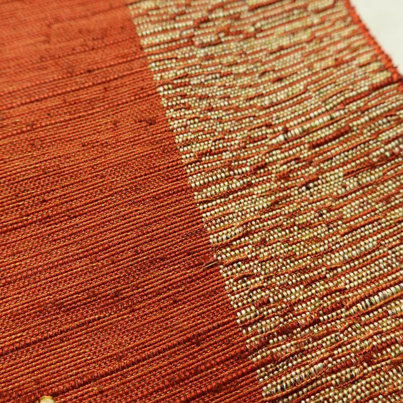 名古屋帯 なごや帯 六通柄 美品 正絹 花柄 通し仕立て 帯 未使用品 モダン カジュアル 紬地 橙_画像6