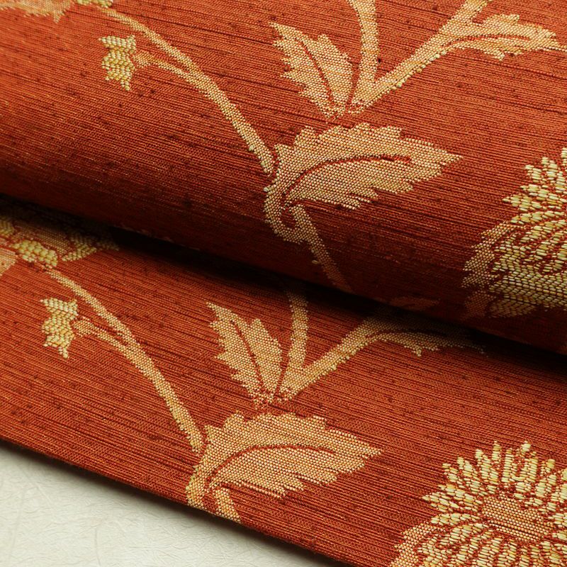 名古屋帯 なごや帯 六通柄 美品 正絹 花柄 通し仕立て 帯 未使用品 モダン カジュアル 紬地 橙_画像8