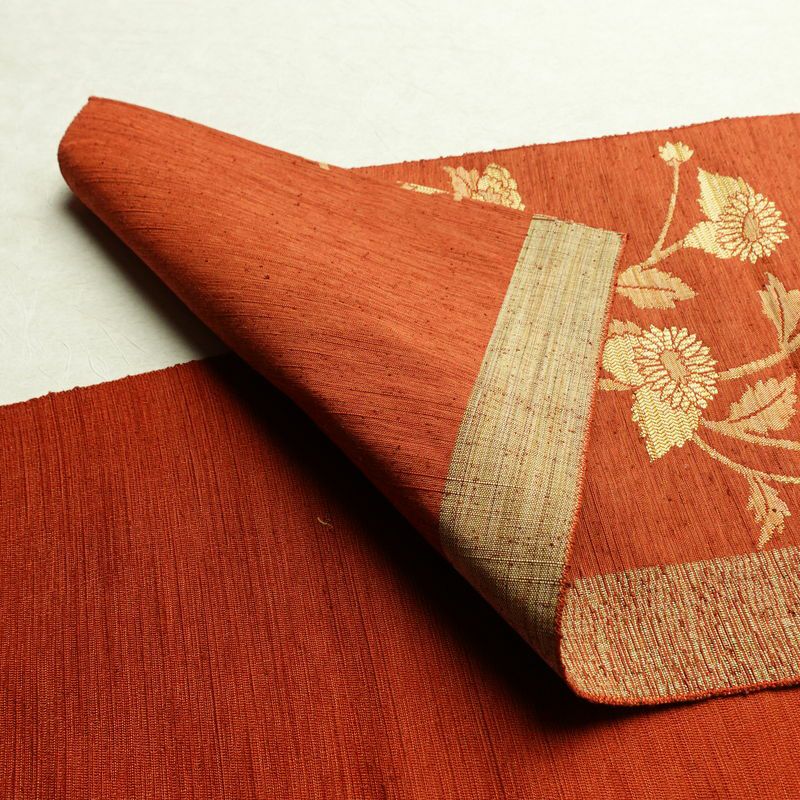 名古屋帯 なごや帯 六通柄 美品 正絹 花柄 通し仕立て 帯 未使用品 モダン カジュアル 紬地 橙_画像10