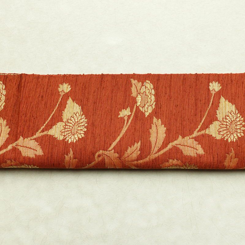 名古屋帯 なごや帯 六通柄 美品 正絹 花柄 通し仕立て 帯 未使用品 モダン カジュアル 紬地 橙_画像15