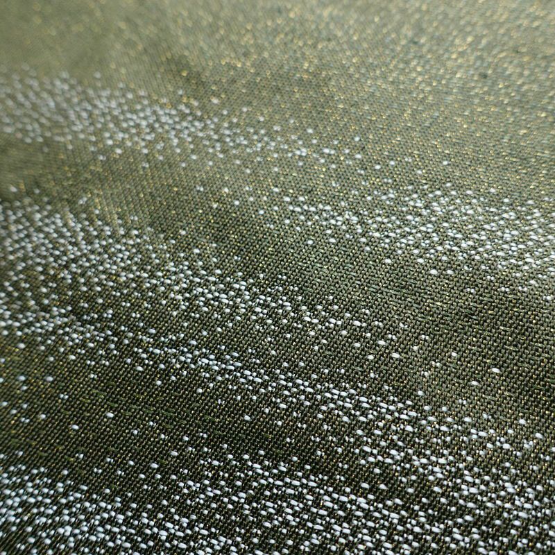 名古屋帯 なごや帯 太鼓柄 美品 正絹 風景柄 名古屋仕立て 金通し 舟 釣り シンプル 未使用品 帯 緑・うぐいす色_画像6