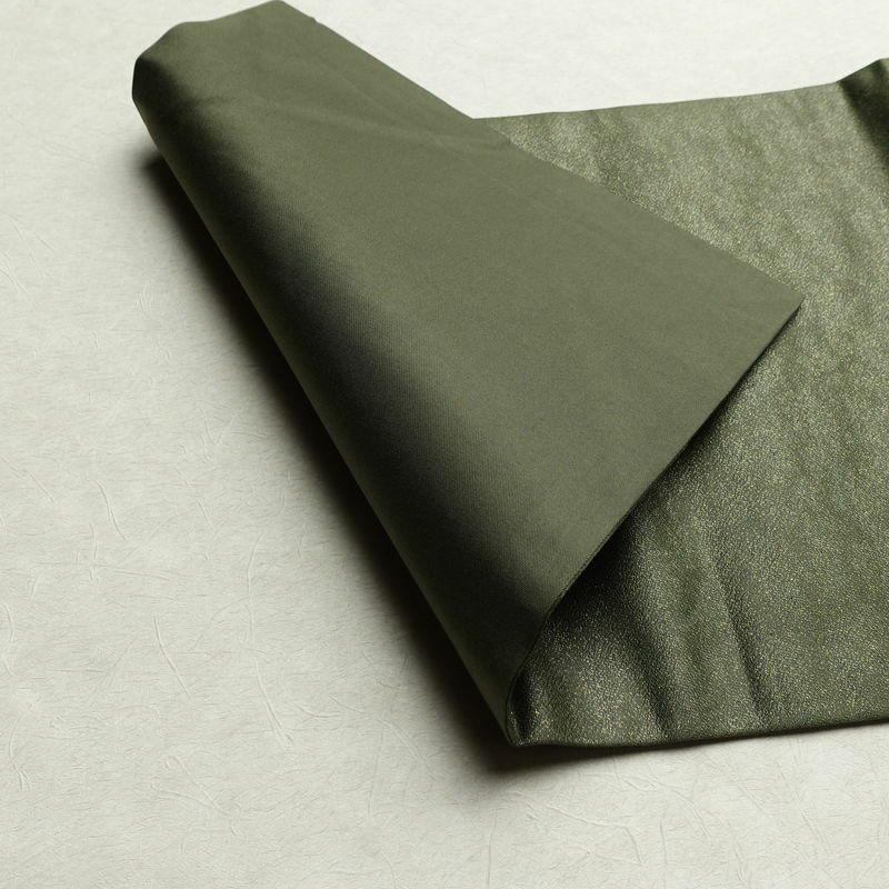 名古屋帯 なごや帯 太鼓柄 美品 正絹 風景柄 名古屋仕立て 金通し 舟 釣り シンプル 未使用品 帯 緑・うぐいす色_画像10