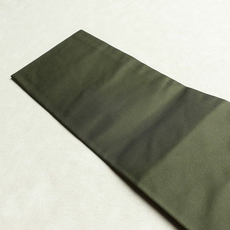 名古屋帯 なごや帯 太鼓柄 美品 正絹 風景柄 名古屋仕立て 金通し 舟 釣り シンプル 未使用品 帯 緑・うぐいす色_画像16