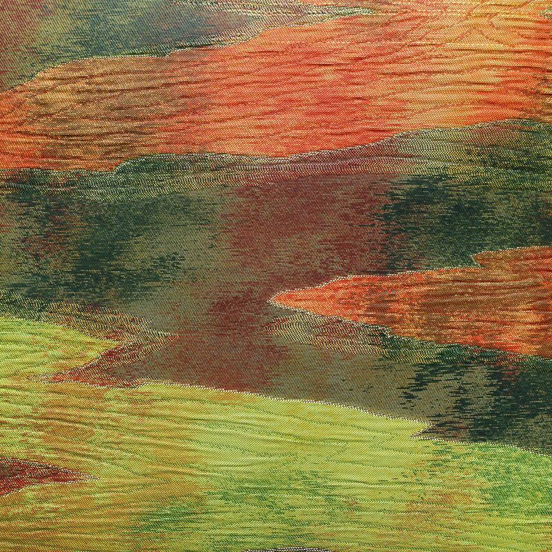 名古屋帯 なごや帯 ふくれ織 太鼓柄 良品 正絹 幾何学柄・抽象柄 名古屋仕立て 箔 帯 モダン 多色使い_画像2