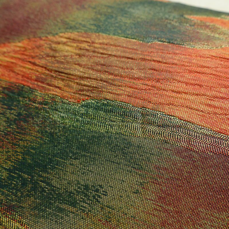 名古屋帯 なごや帯 ふくれ織 太鼓柄 良品 正絹 幾何学柄・抽象柄 名古屋仕立て 箔 帯 モダン 多色使い_画像6