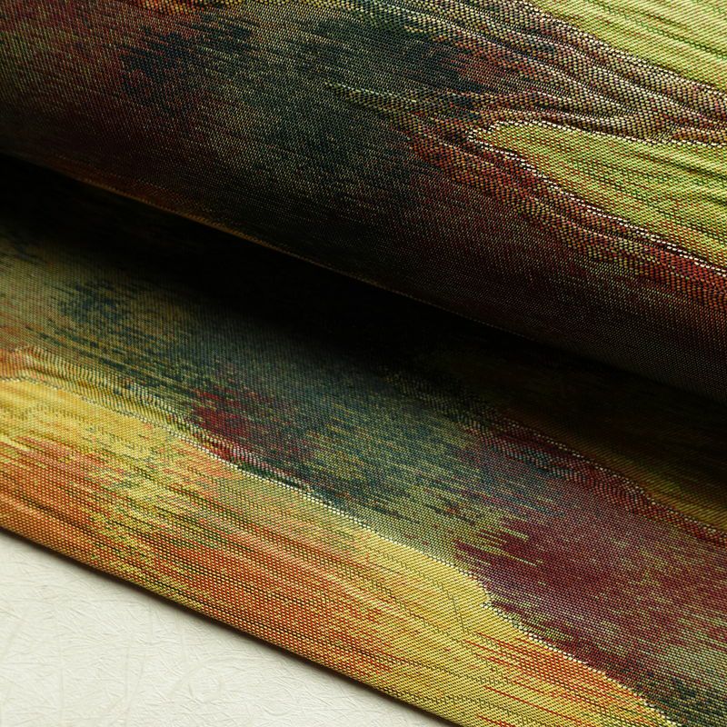 名古屋帯 なごや帯 ふくれ織 太鼓柄 良品 正絹 幾何学柄・抽象柄 名古屋仕立て 箔 帯 モダン 多色使い_画像7