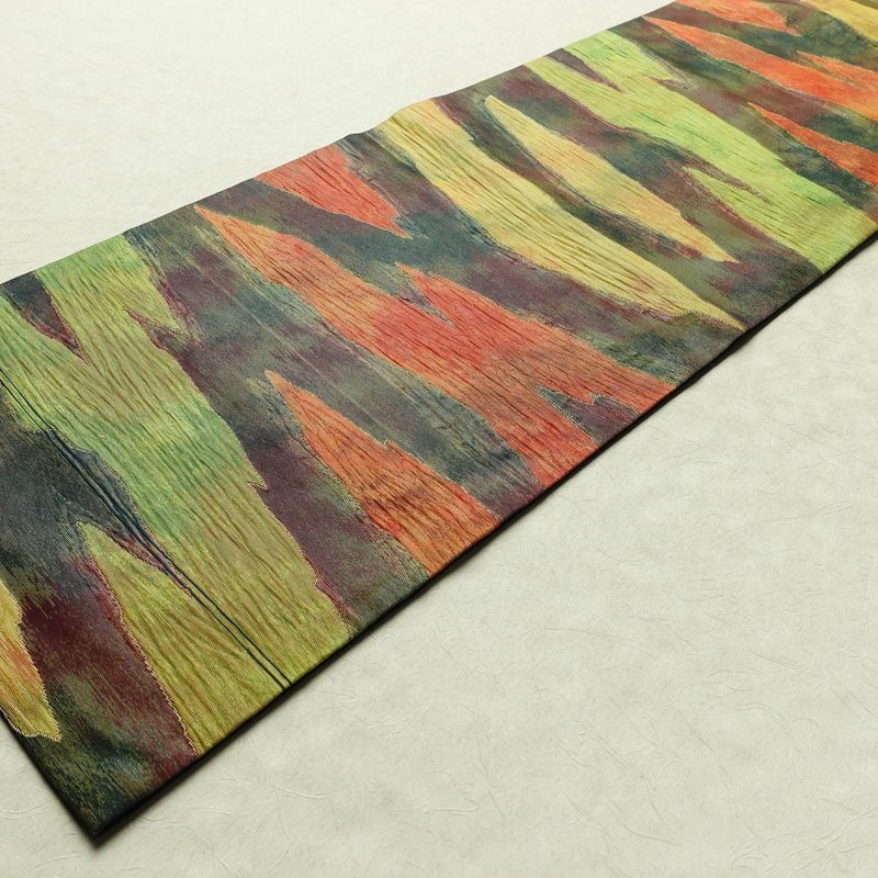 名古屋帯 なごや帯 ふくれ織 太鼓柄 良品 正絹 幾何学柄・抽象柄 名古屋仕立て 箔 帯 モダン 多色使い_画像8