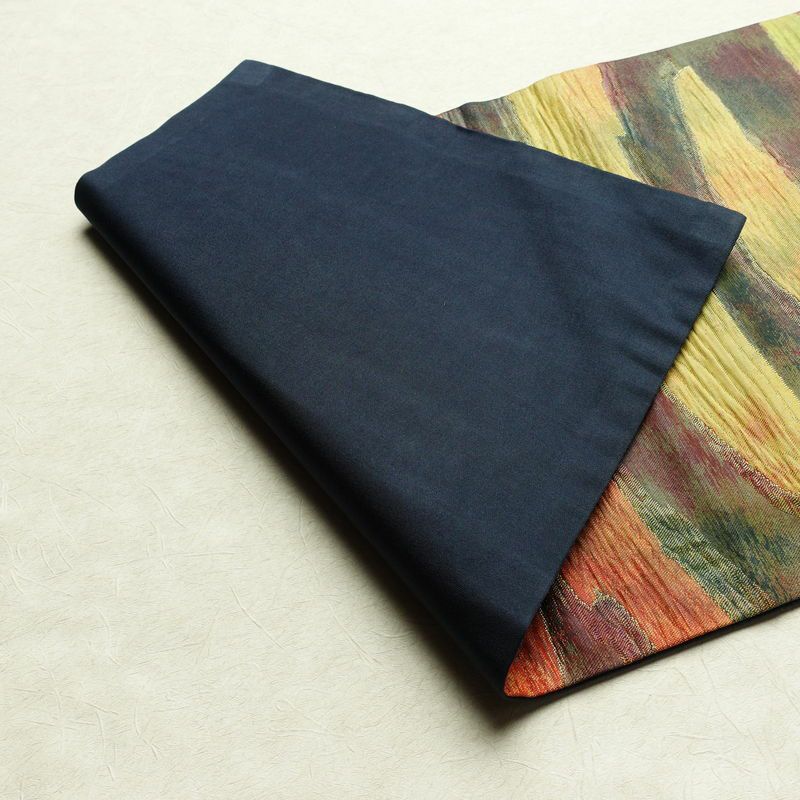 名古屋帯 なごや帯 ふくれ織 太鼓柄 良品 正絹 幾何学柄・抽象柄 名古屋仕立て 箔 帯 モダン 多色使い_画像9