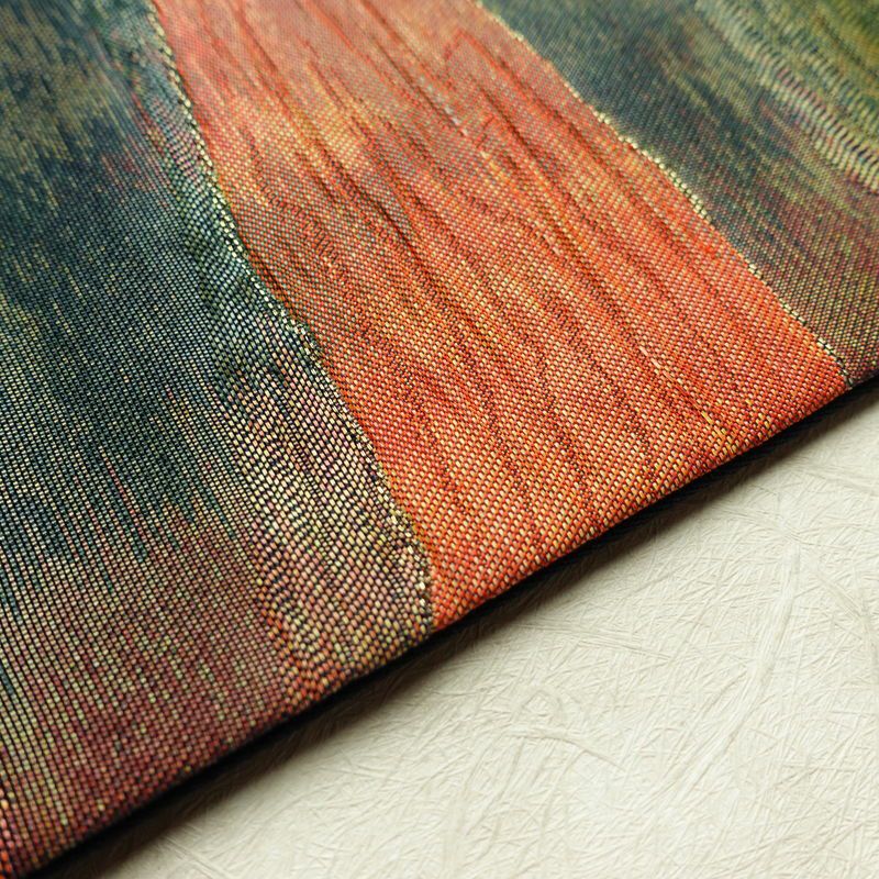 名古屋帯 なごや帯 ふくれ織 太鼓柄 良品 正絹 幾何学柄・抽象柄 名古屋仕立て 箔 帯 モダン 多色使い_画像12