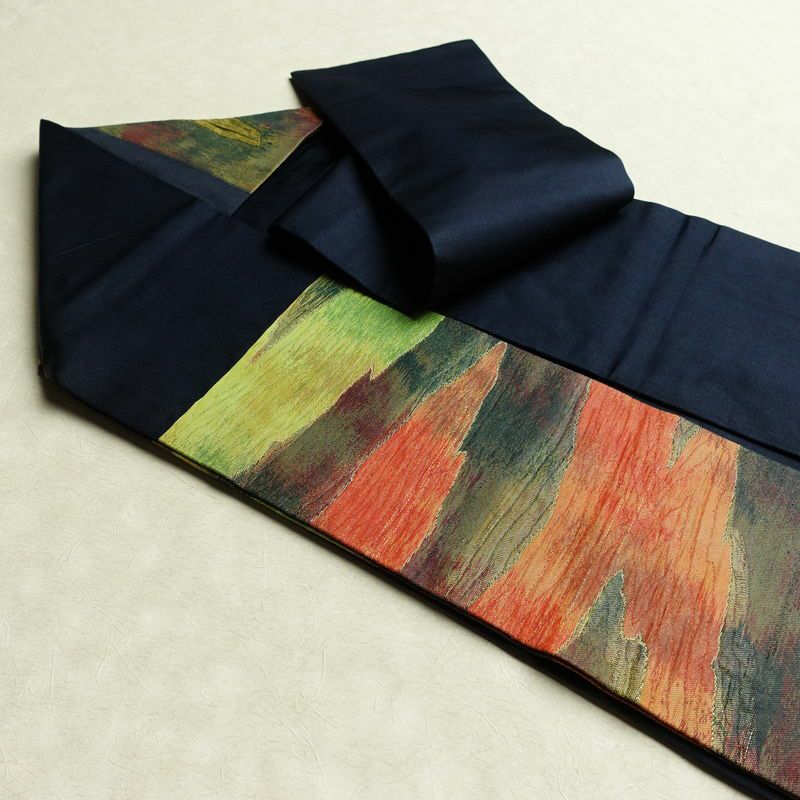 名古屋帯 なごや帯 ふくれ織 太鼓柄 良品 正絹 幾何学柄・抽象柄 名古屋仕立て 箔 帯 モダン 多色使い_画像20