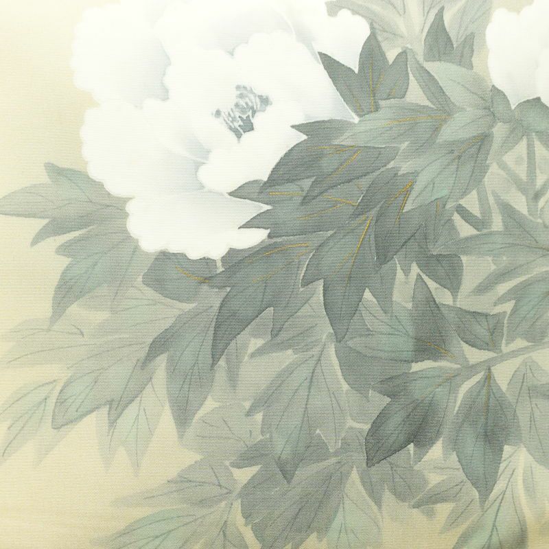 名古屋帯 なごや帯 太鼓柄 正絹 花柄 名古屋仕立て 金彩 帯 手描き クリーム_画像2