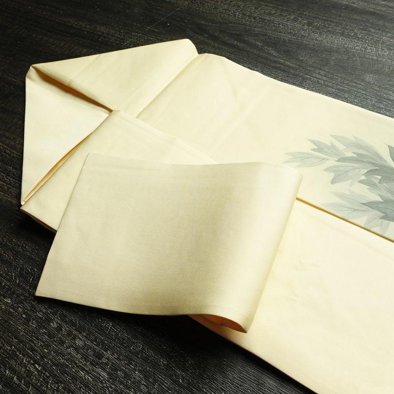 名古屋帯 なごや帯 太鼓柄 正絹 花柄 名古屋仕立て 金彩 帯 手描き クリーム_画像21