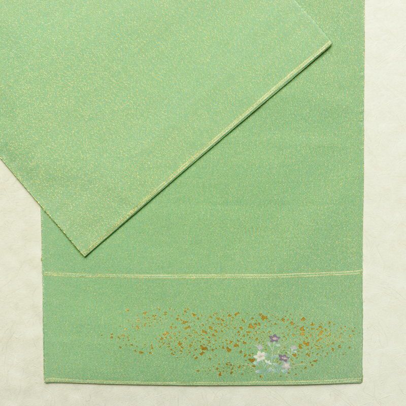 袋帯 つづれ織 太鼓柄 美品 フォーマル用 正絹 人物・動物柄 箔 帯 入学式 卒業式 パステルカラー 金通し 緑・うぐいす色_画像14